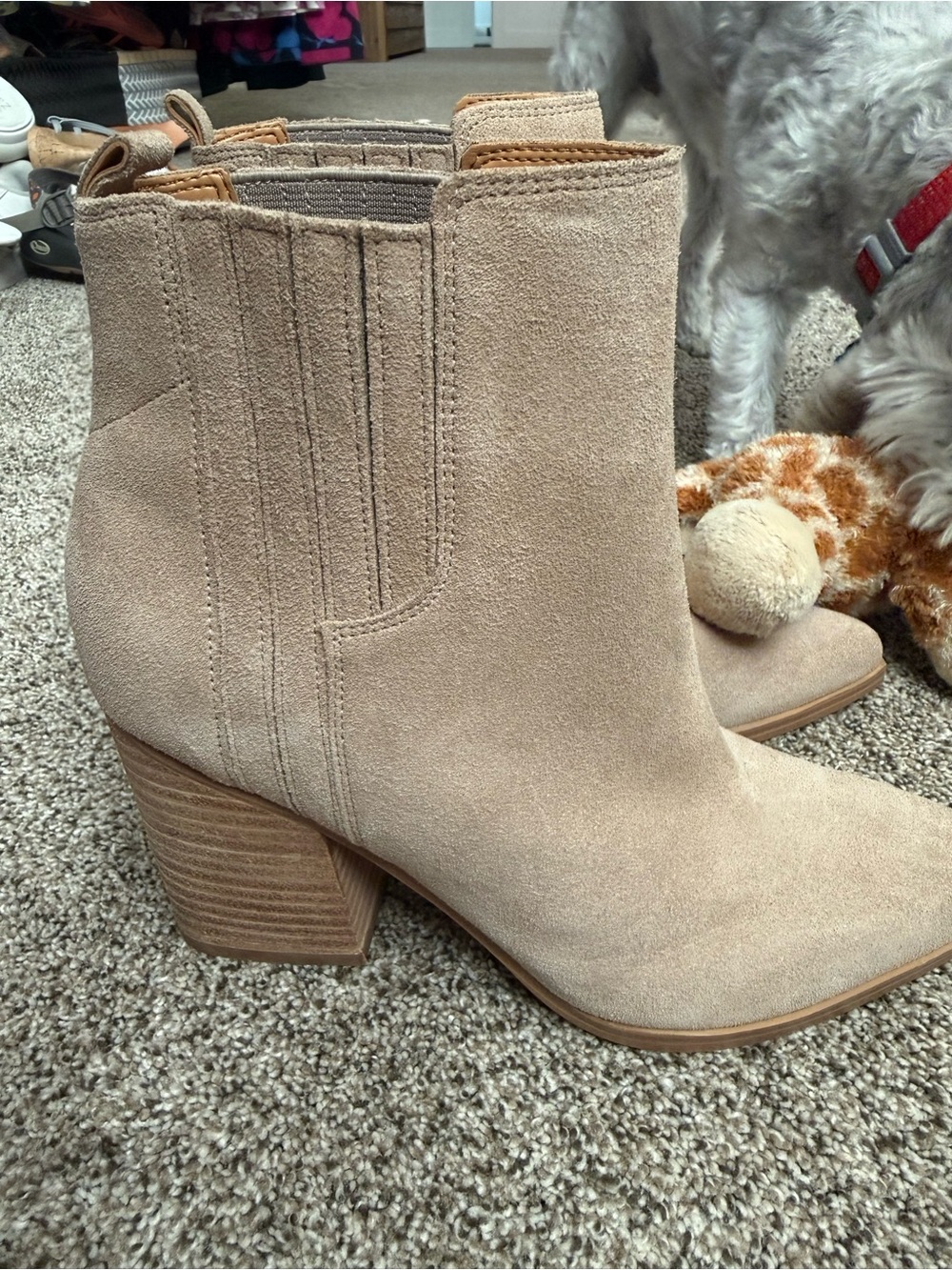 Marc Fisher Suede Ankle Booties in Light Tan